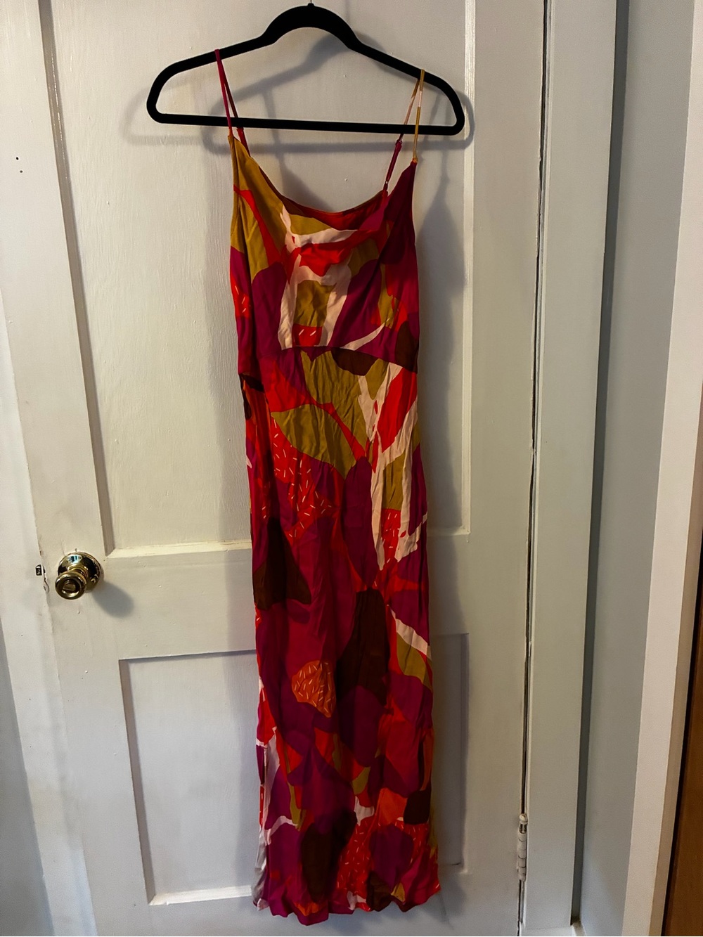 Anthropologie Vibrant Pink Multicolor Slip Dress